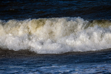 Foamy splashing Baltic sea wave.