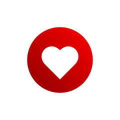 Red heart flat vector icon isolated on a white background.