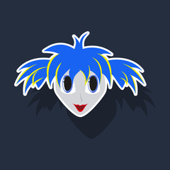 realistic paper sticker on theme humor clown woman