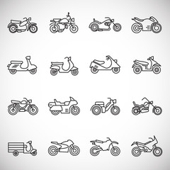 Motorcycle icons set outline on background for graphic and web design. Creative illustration concept symbol for web or mobile app