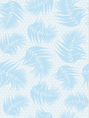 Fototapeta na wymiar Tropical palm leaves and dots, jungle leaf seamless vector floral pattern background.