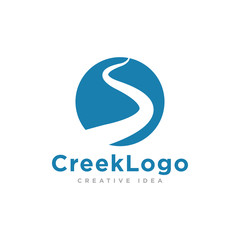 Road and Creek Logo Design Illustration