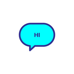Chat bubble flat icon.Dialog balloon with hi text.