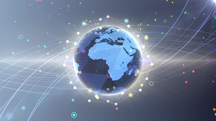 Earth on Digital Network concept background, EU, Africa, 