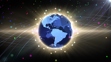 Earth on Digital Network concept background, South America, Mexcico,