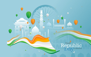 Happy Republic Day Celebration Greeting Background 