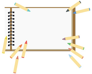 イラスト素材　スケッチブック　クレヨン　画用紙　紙　ベクター