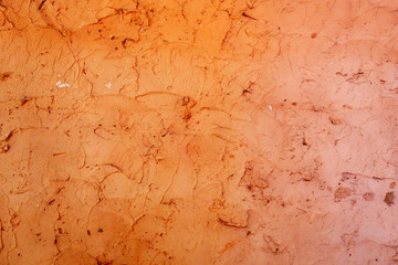 brown clay wall background, cracked cement wall, dirty concrete floor