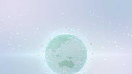 Earth on Digital Network concept background Japan Australia