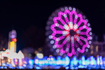 blur background and bokeh of ferris wheel