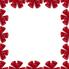 Beautiful frame of watercolor red bows.Isolated on a white background.
