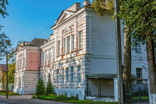 Pskov, the building of  former men's spiritual school on  Olginskaya embankment