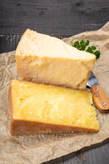Cheese collection, hard cheeses from North Italy, aged Maniva cheese from Alps, parmesan from Parma or Grana Padano
