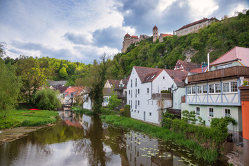 Fototapeta na wymiar Wornitz river Harburg Swabia Bavaria Germany