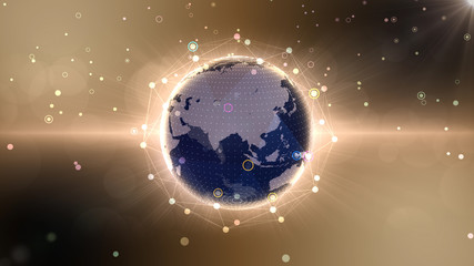 Earth on Digital Network concept background China india ASEAN 