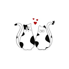 Cute cats in love. Happy Valentine's Day greeting card.