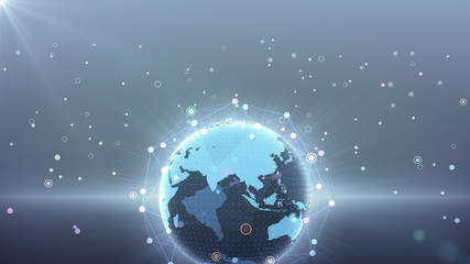 Obraz na płótnie Canvas Earth on Digital Network concept background, China, india, ASEAN,