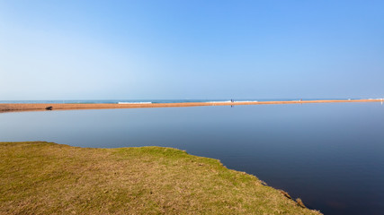 Obraz premium River Lagoon Waters Beach Sandbank Ocean Sea Panoramic Landscape