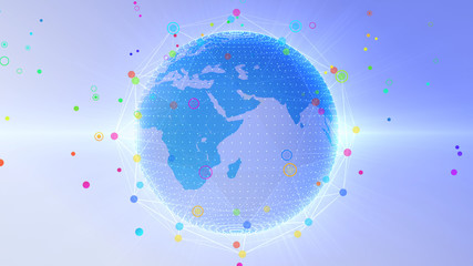 Earth on Digital Network concept background, Middle East,
