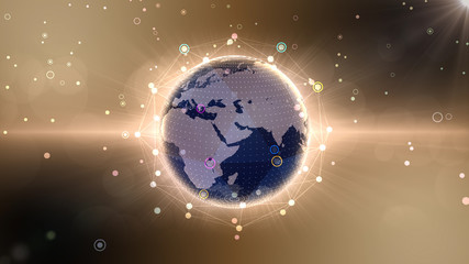 Earth on Digital Network concept background, Middle East,