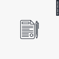 Contract icon, linear style sign for mobile concept and web design