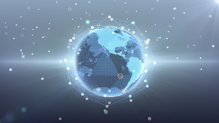 Earth on Digital Network concept background, U.S.A, North America,