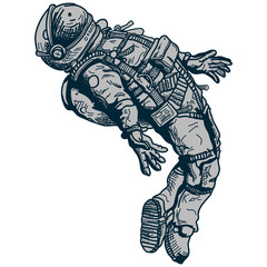 An astronaut who flies smoothly in space