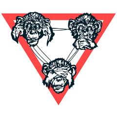 Fototapeta premium Wonderful monkeys that do not see, hear or speak