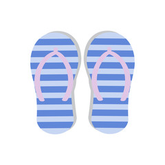 Pair of blue flip flops flat style icon vector illustration design. Summer and Beach Concept