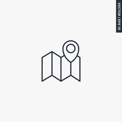Map, location icon, linear style sign for mobile concept and web design