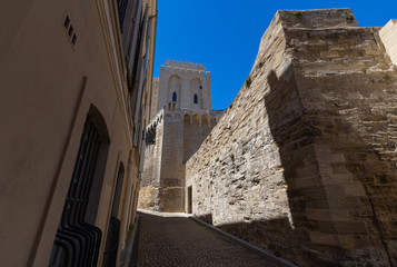 Avignon. Old narrow street in the historic center of the city.