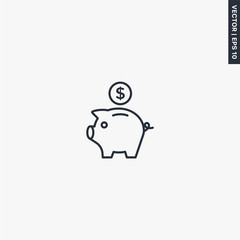 Piggy bank and dollar coinPiggy bank icon, linear style sign for mobile concept and web design