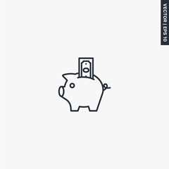 Piggy bank icon, linear style sign for mobile concept and web design