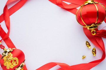 Chinese New Year decorations with white background with assorted festival decorations. Chinese...