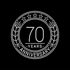 70 years anniversary logo template.  70th line art vector and illustration.