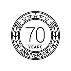 70 years anniversary logo template.  70th line art vector and illustration.