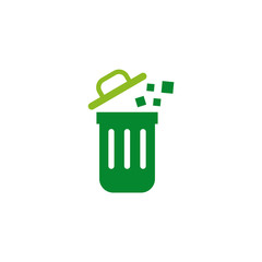 Trash bin icon logo design vector illustration template
