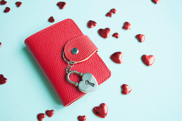 Key with the hearts as a symbol of love. Heart with a keyhole. Key of my heart concept.