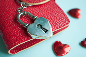 Key with the hearts as a symbol of love. Heart with a keyhole. Key of my heart concept.