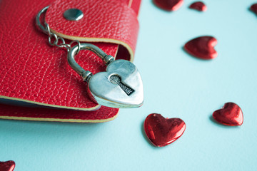 Key with the hearts as a symbol of love. Heart with a keyhole. Key of my heart concept.