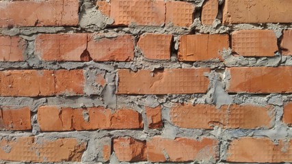 Obraz premium Brick background. Sloppy masonry of bricks of orange shades. For inscriptions and elements.