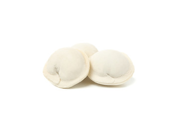 Tasty raw dumplings isolated on white background