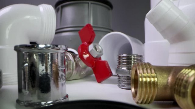 plumbing equipment - closeup of pipes and fittings