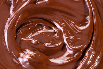 Chocolate texture. Liquid chocolate close-up.Textured dark chocolate