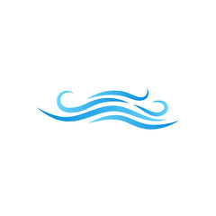 Blue ocean wave icon object isolated vector on white background design illustration.