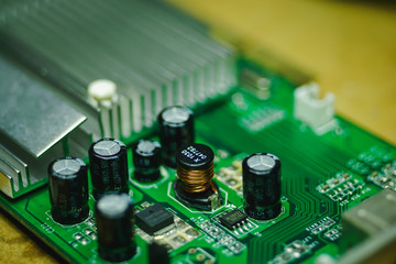  Closeup on Electronic device and electronic board, background