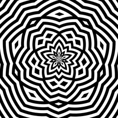 Vector - black and white abstract flower background.Bursting,Radial,radiating pattern.