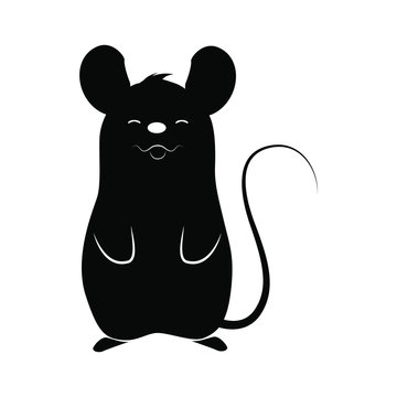 Black rat isolated, vector of rat, silhouette style.