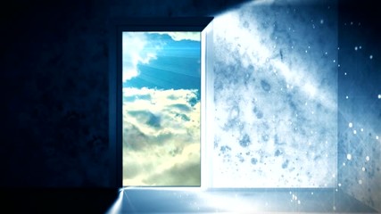 abstract heaven hell open door background