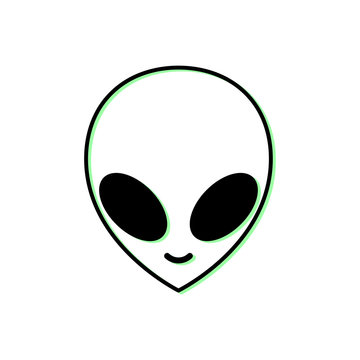 Alien head icon. Flat style illustration. Isolated on white background. 